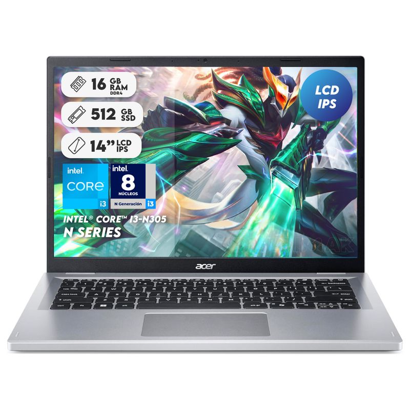 ACER - Portátil Acer Aspire Intel Core I3 Ram 16gb Ssd 512gb 14 WUXGA Computador Portátil