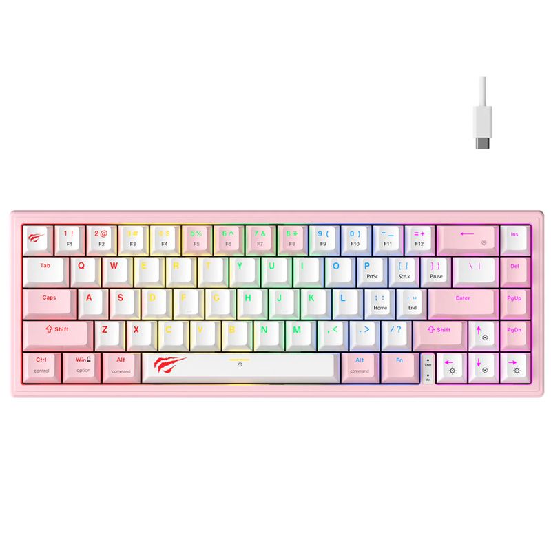 HAVIT - Teclado Gamer mecanico HAVIT Gamenote KB874L RGB Rosa