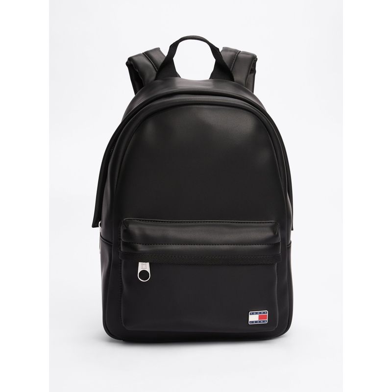 TOMMY HILFIGER - Morral negro Essential con insignia Tommy Hilfiger