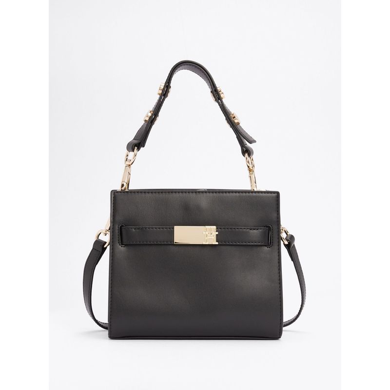 TOMMY HILFIGER - Bolso negro satchel Heritage con tachuelas Tommy Hilfiger