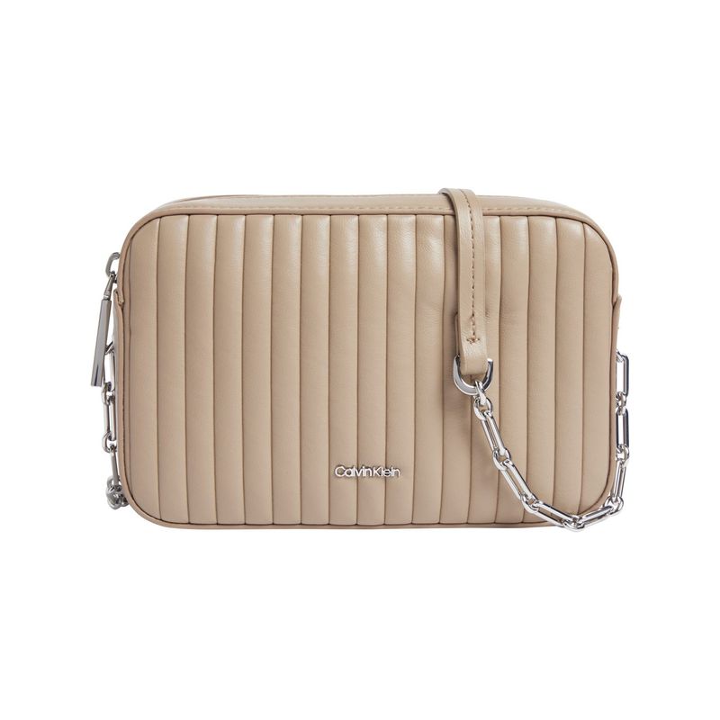 CALVIN KLEIN - Bolso beige cruzado acolchado con solapa Calvin Klein