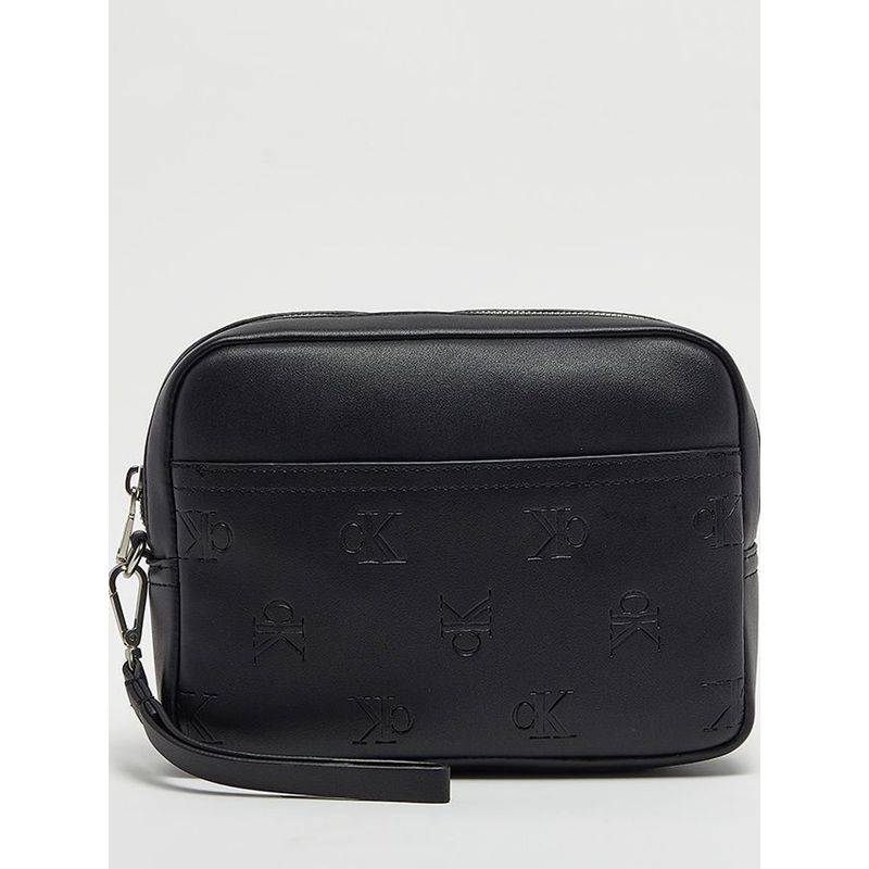 CALVIN KLEIN - Monedero negro con monograma en relieve Calvin Klein