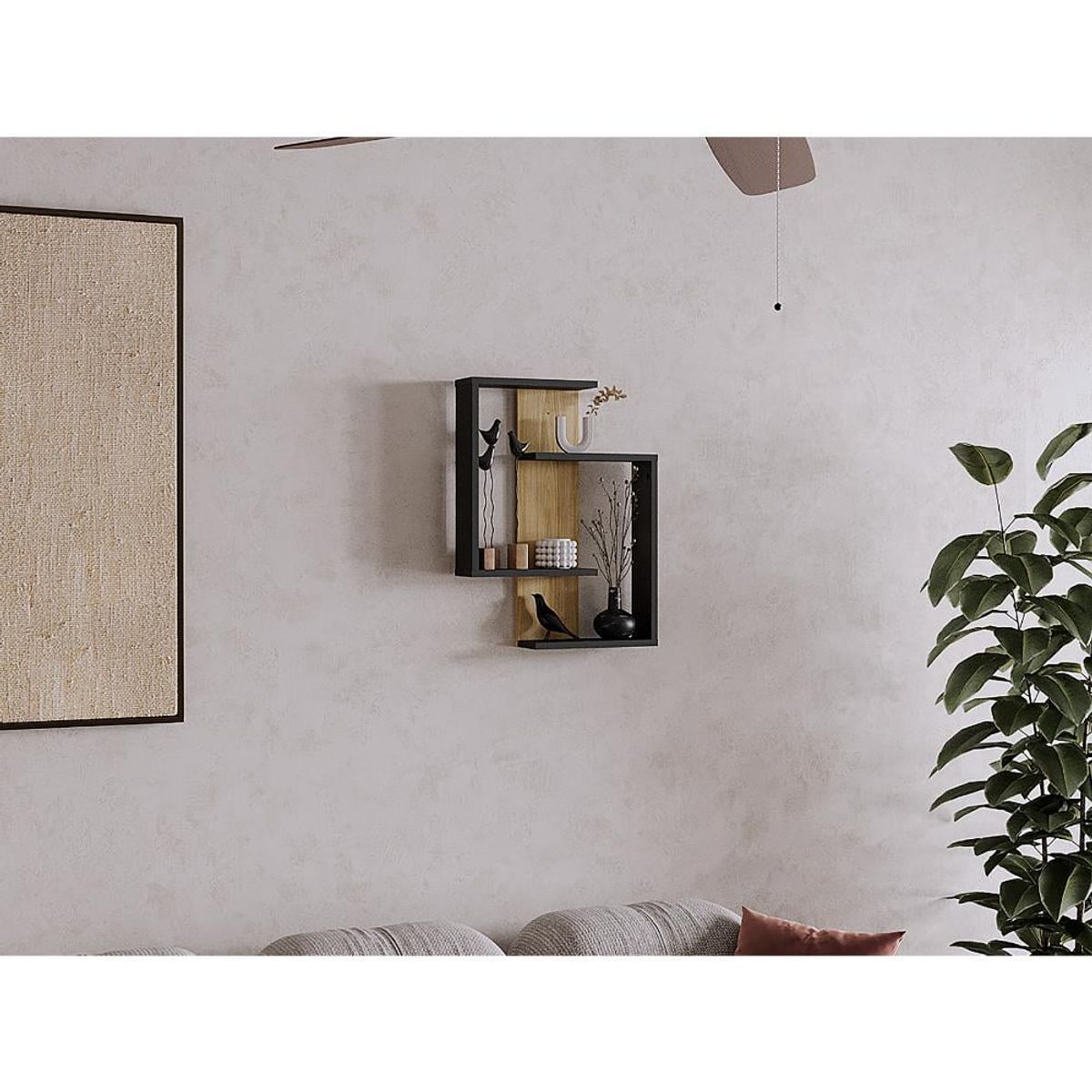 RTA DESIGN - Repisa Space Fresno Europeo y Wengue con espacio para ubicar elementos decorativos_.
