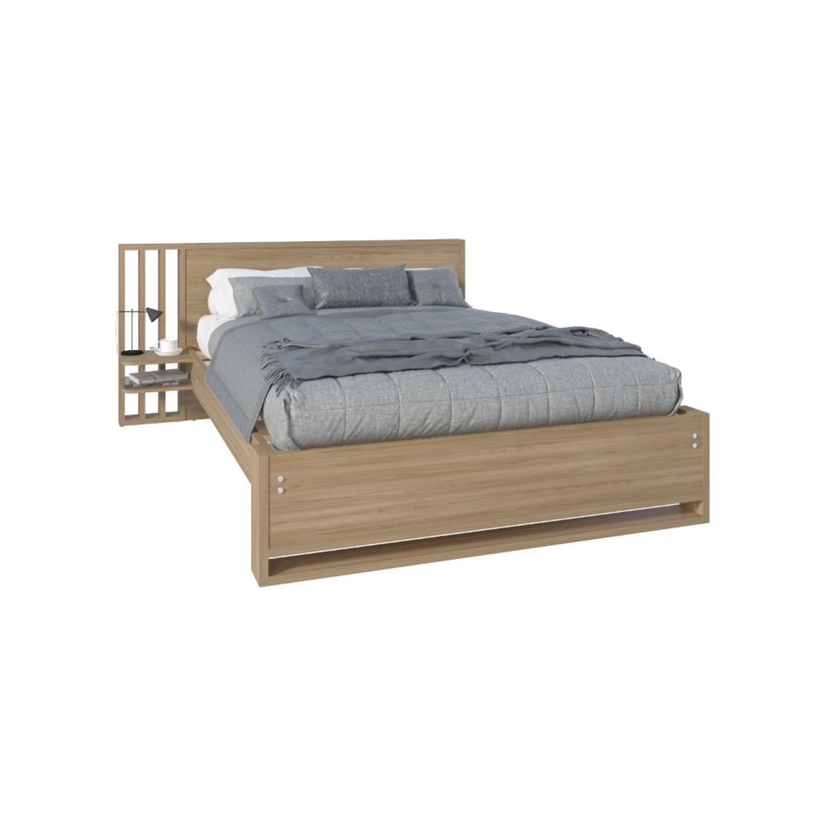 RTA DESIGN - Cama Doble Vanez Fresno Europeo con espaldar alto incluyendo tendida de tablas