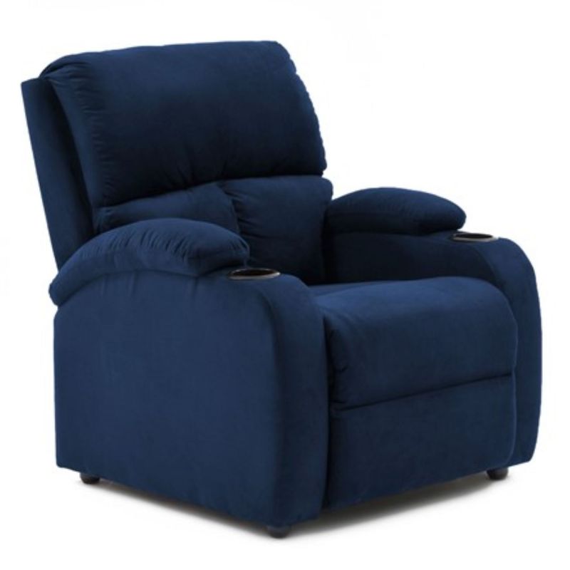 ELITE LIVING - SILLA RECLINABLE PUSH ARM AMBER AZUL MICROFIBRA