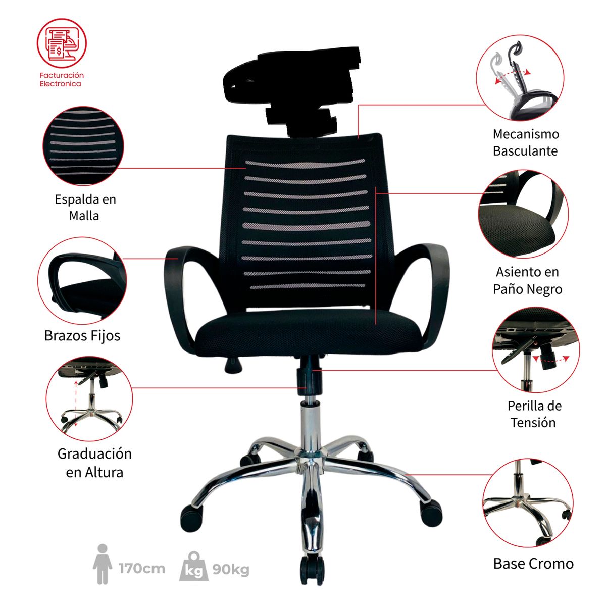 MUEBLESYA - Silla De Escritorio y Oficina El Zulia Básica Funcional