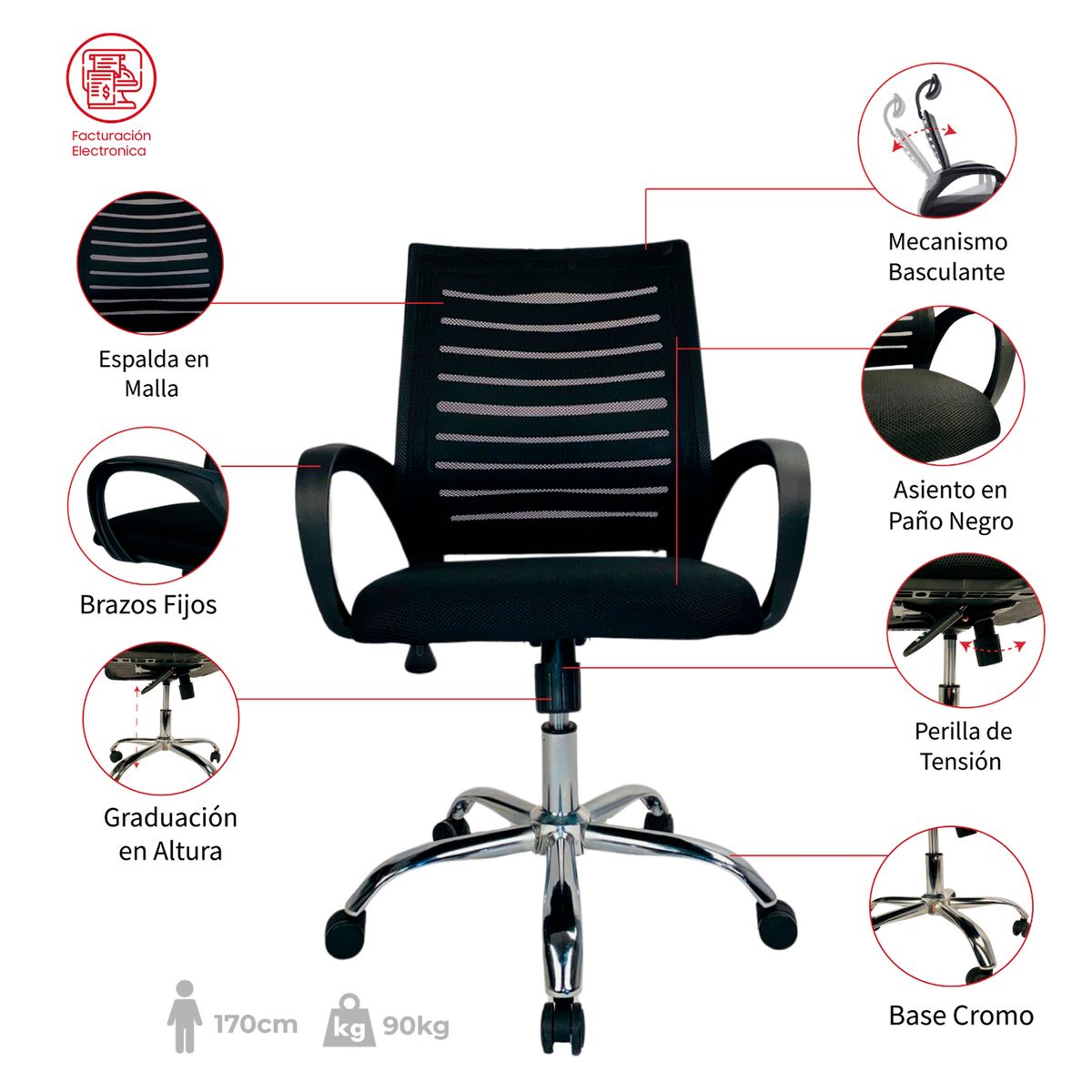 MUEBLESYA - Silla De Escritorio y Oficina El Zulia Básica Funcional