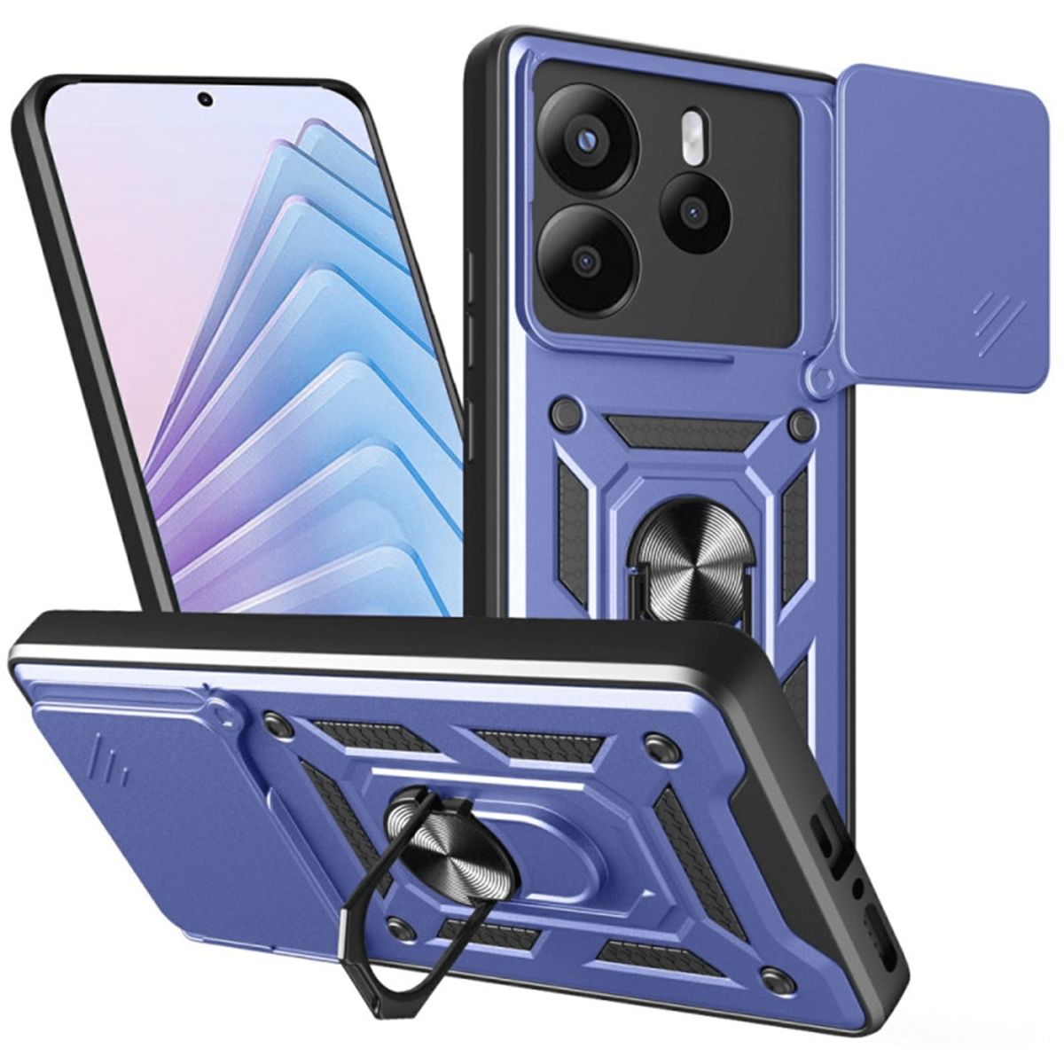 GENERICO - Funda Case Protector Cámara Slider Compatible Xiaomi Note 14 4G Azul