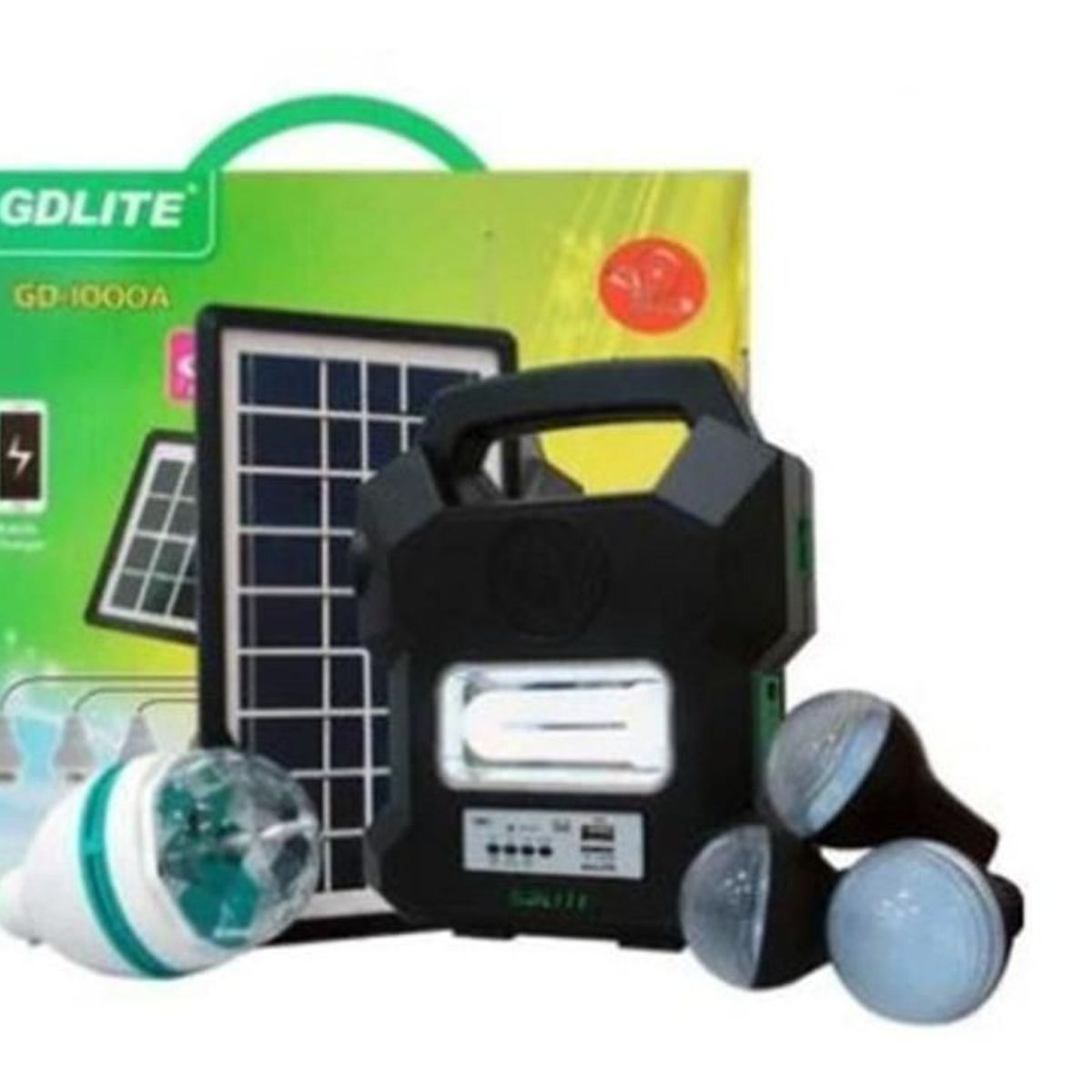 GDLITE - Kit Panel Solar Radio Portátil Bluetooth+4 Bombillos+lampara