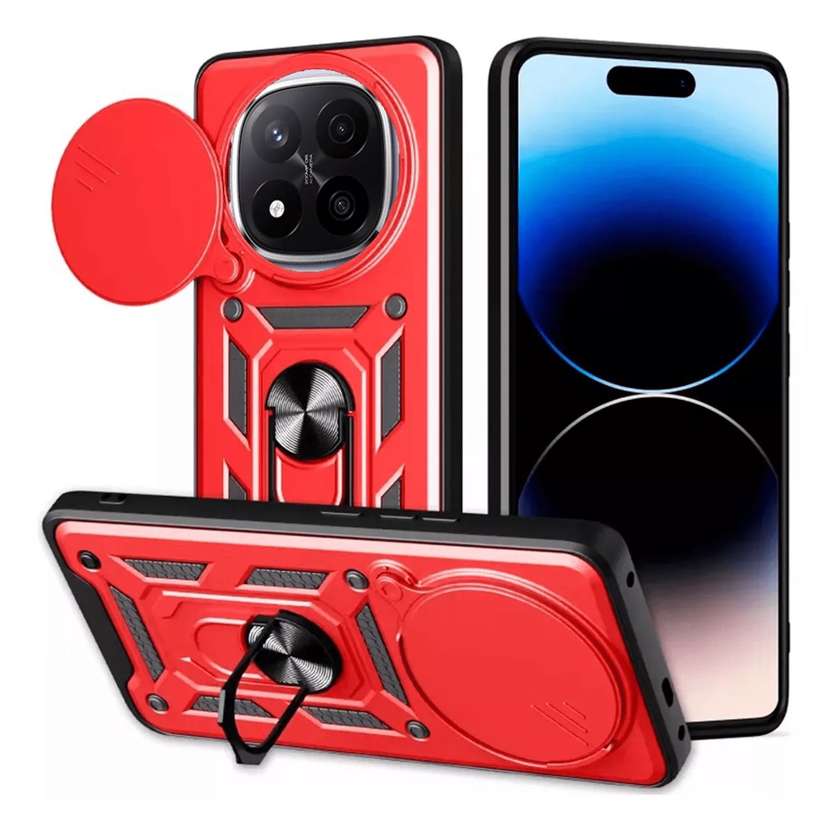 GENERICO - Funda Case Slider Compatible Xiaomi Note 14 Pro 5G y Poco X7 5G Rojo