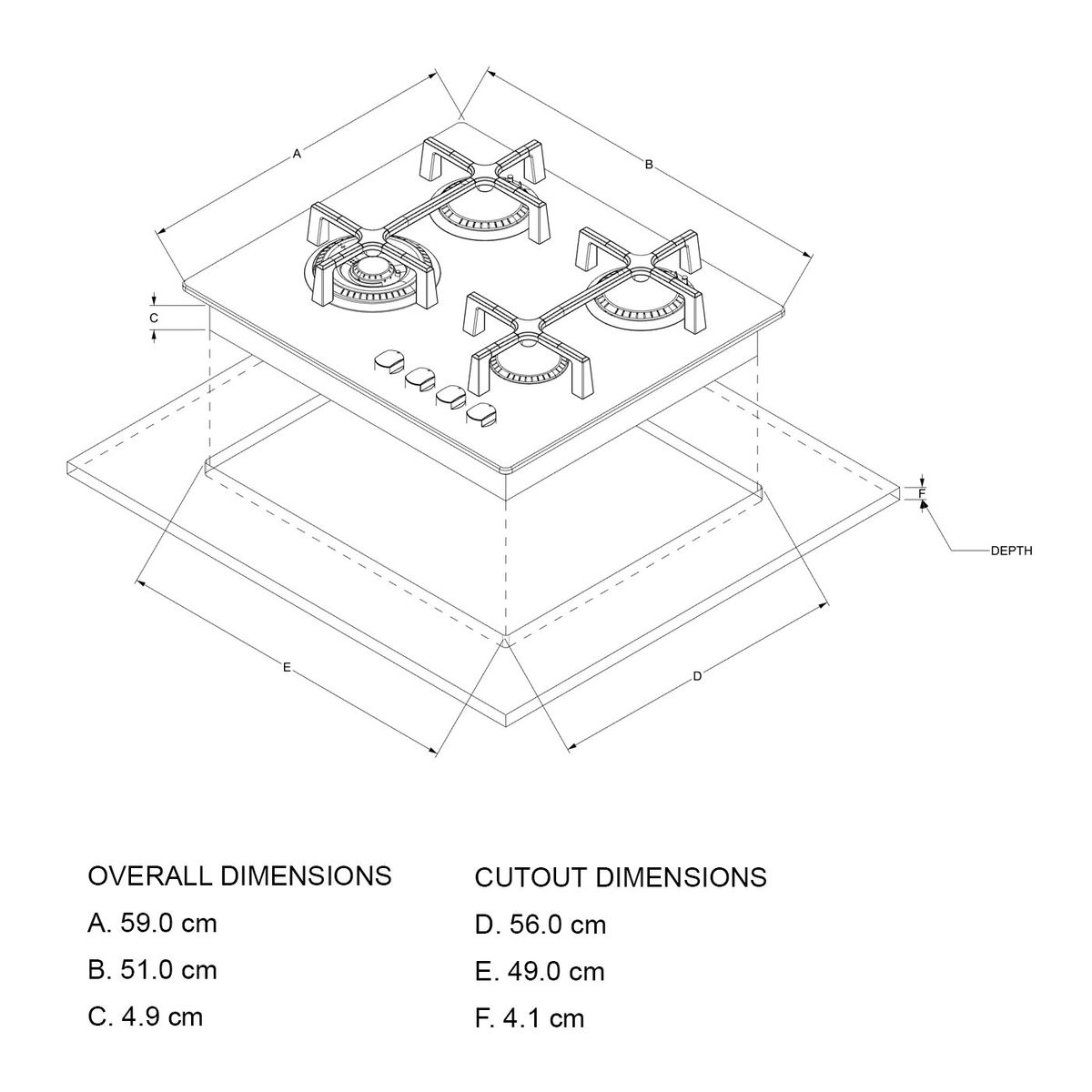 WHIRLPOOL - Cubierta Gas on glass 23 59cm