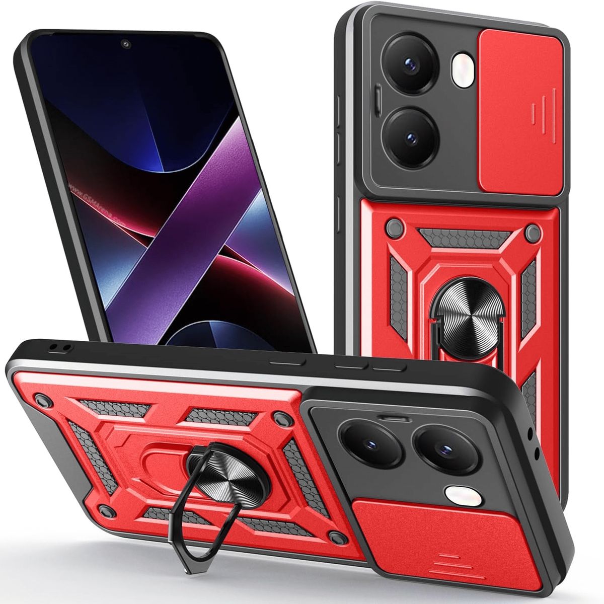 GENERICO - Funda Case Slider Compatible Xiaomi Poco X7 Pro 5G Rojo