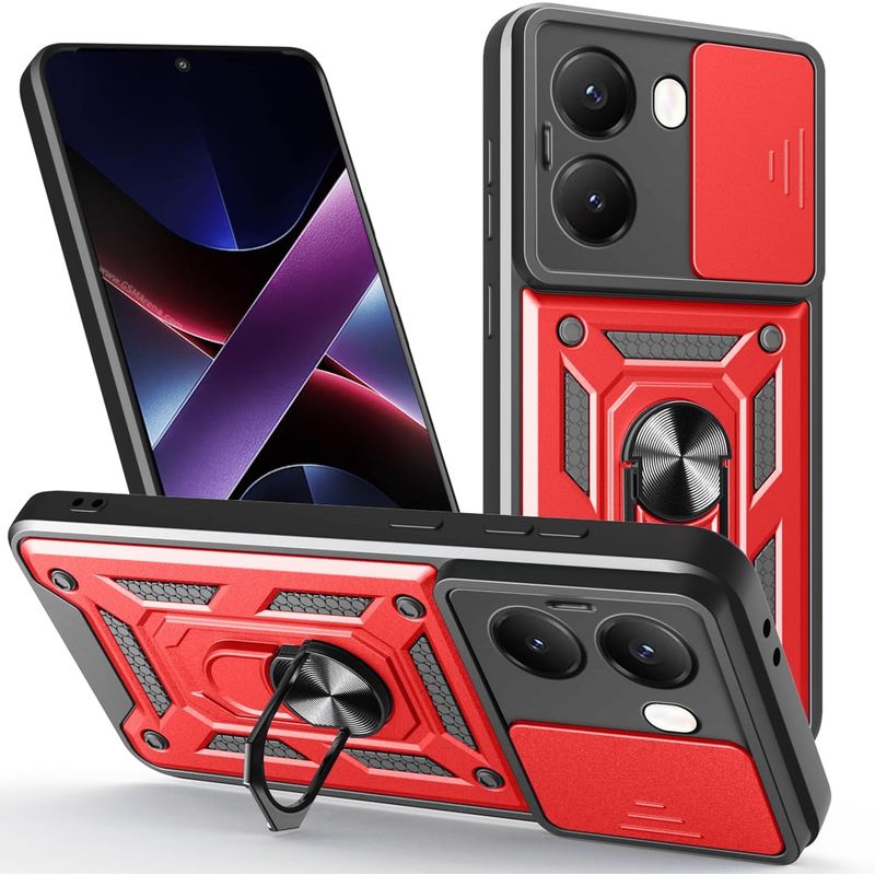 GENERICO - Funda Case Slider Compatible Xiaomi Poco X7 Pro 5G Rojo