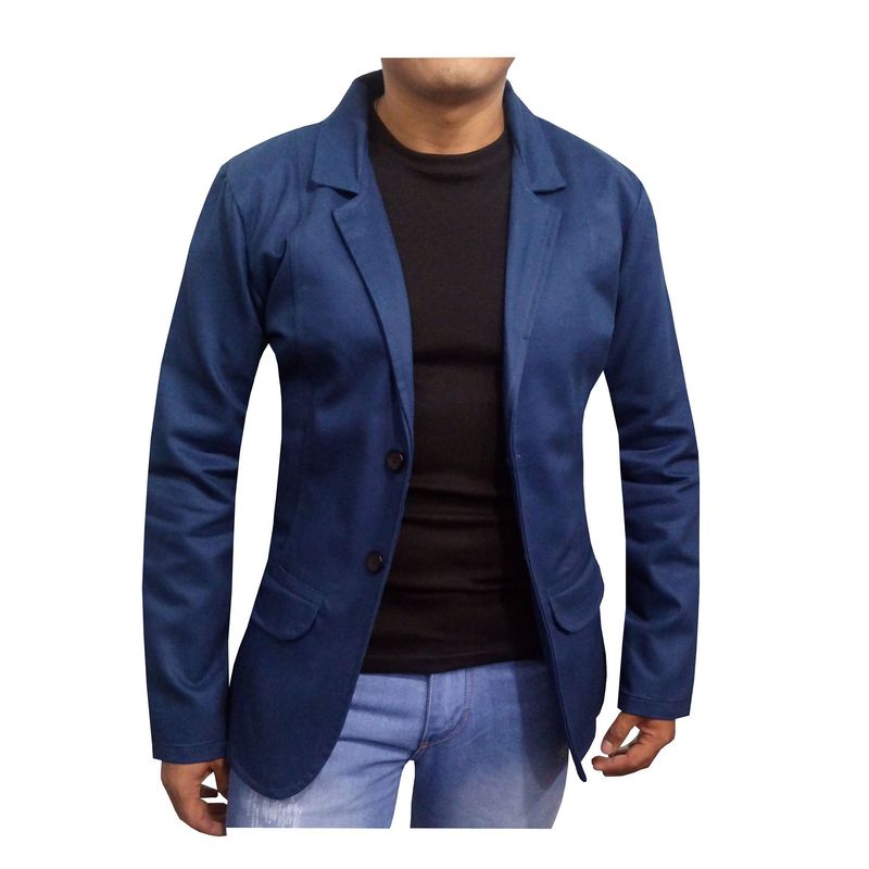 MODA EN CIRCUITO - Chaqueta Tipo Bleiser en Dril Para Hombre CON CODERAS AZUL PETROLEO