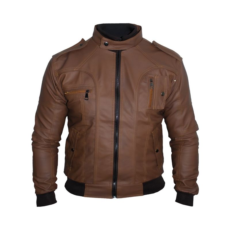 SYK - Chaqueta para hombre hecha en cuerotex diseño moderno color miel