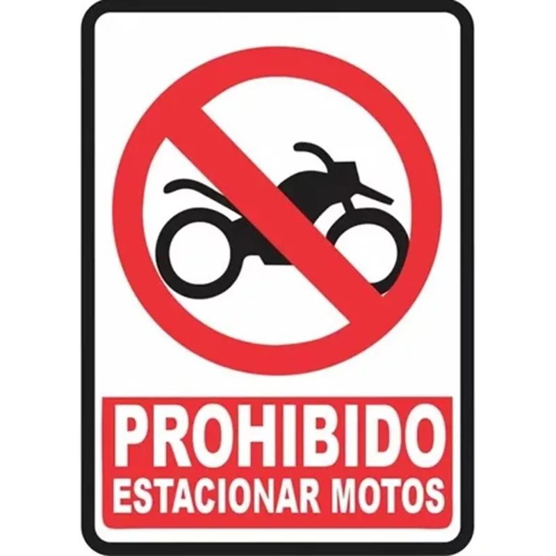 NACIONAL - SEÑALIZACIÓN METALICA 30X20 PROHIBIDO ESTACIONAR MOTOS