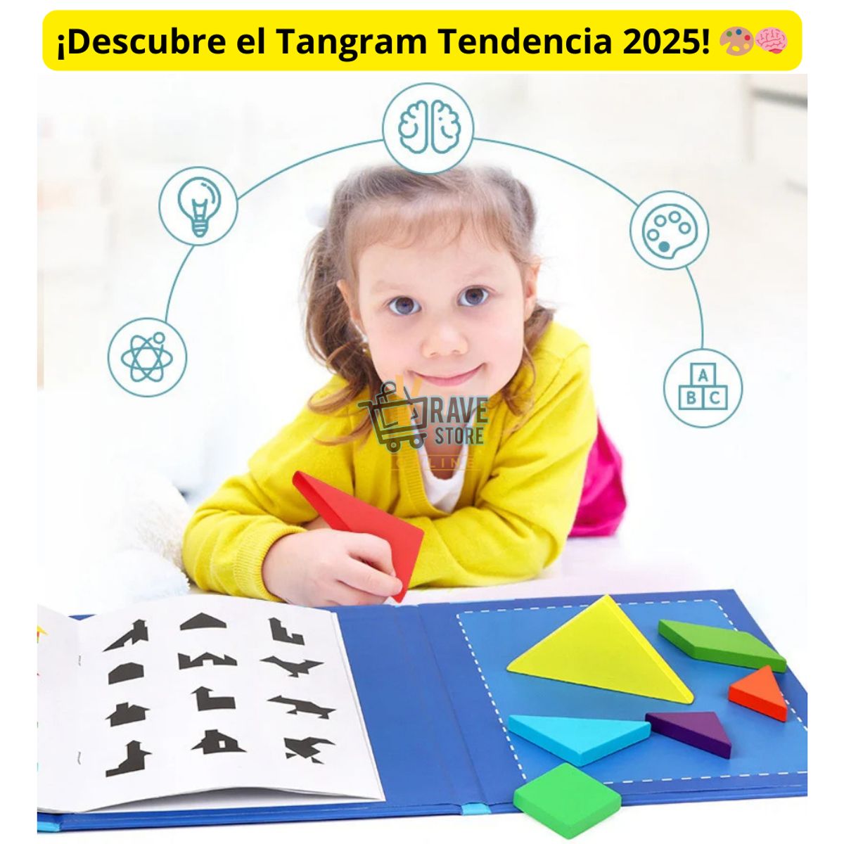 GENERICO - Rompecabezas Magnético Tangram Pensamiento Matemático Azul