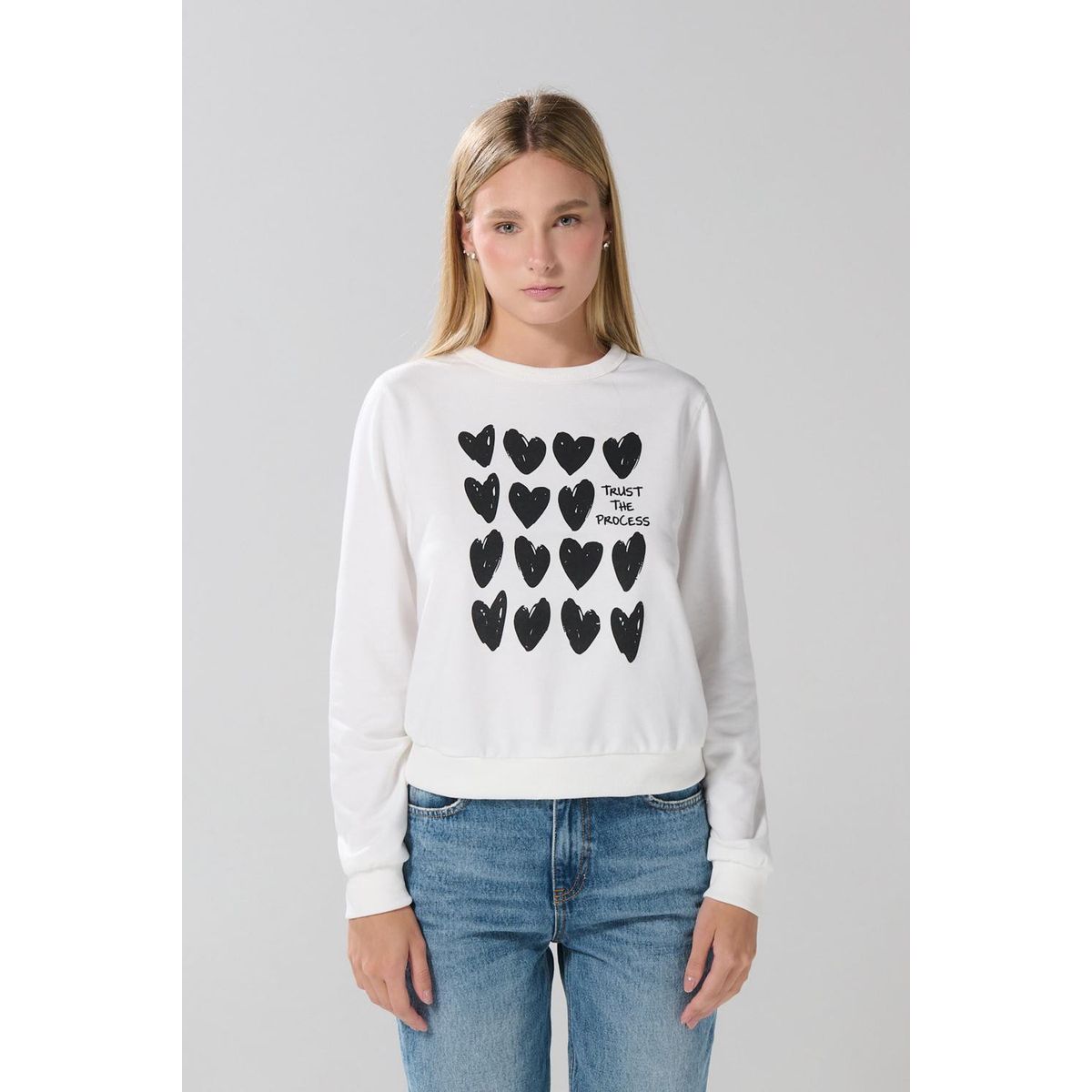 KOAJ - KOAJ Buzo cuello redondo para mujer, con estampado en frente Mujer