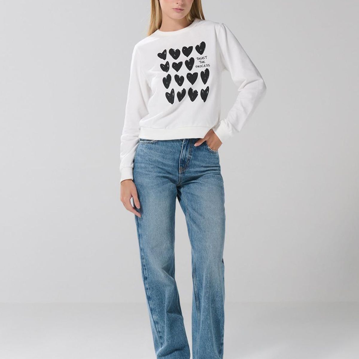 KOAJ - KOAJ Buzo cuello redondo para mujer, con estampado en frente Mujer