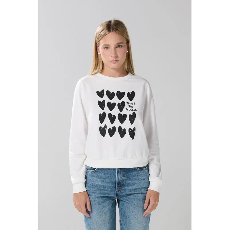 KOAJ Buzo cuello redondo para mujer, con estampado en frente MUJER