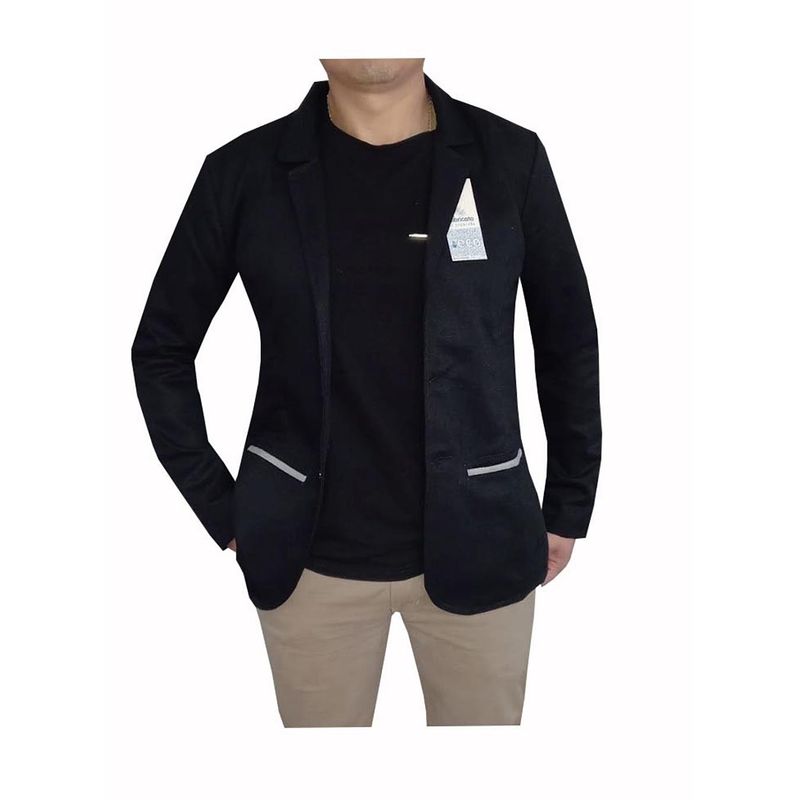 MODA EN CIRCUITO - Chaqueta Tipo Bleiser en Dril Para Hombre CON CODERAS NEGRO