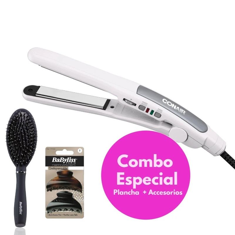 CONAIR - Plancha Alisadora Conair + Cepillo Ovalado + Caimanes by Conair