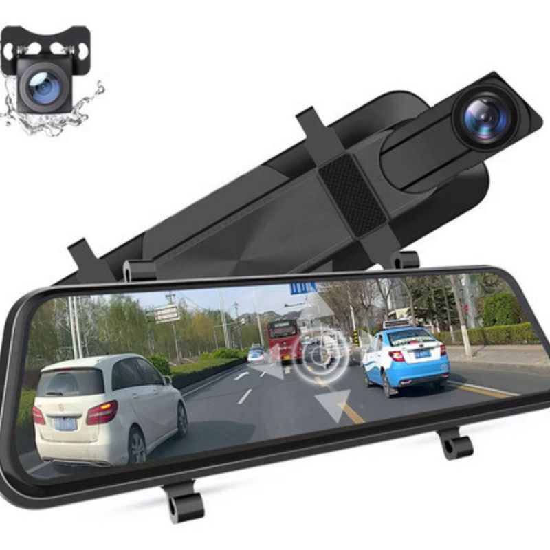 MILOPTS - Espejo Retrovisor Carro Cámara Seguridad Táctil DVR 1080p HD