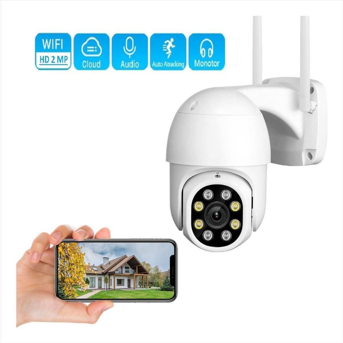 SKY - Camara Seguridad Original V380 para Exterior InteligentePTZ Wifi