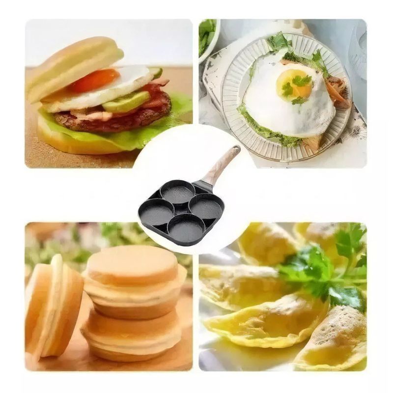 GENERICO - Sarten Antiadherente 4 Puestos Para Huevos Arepas Pancakes