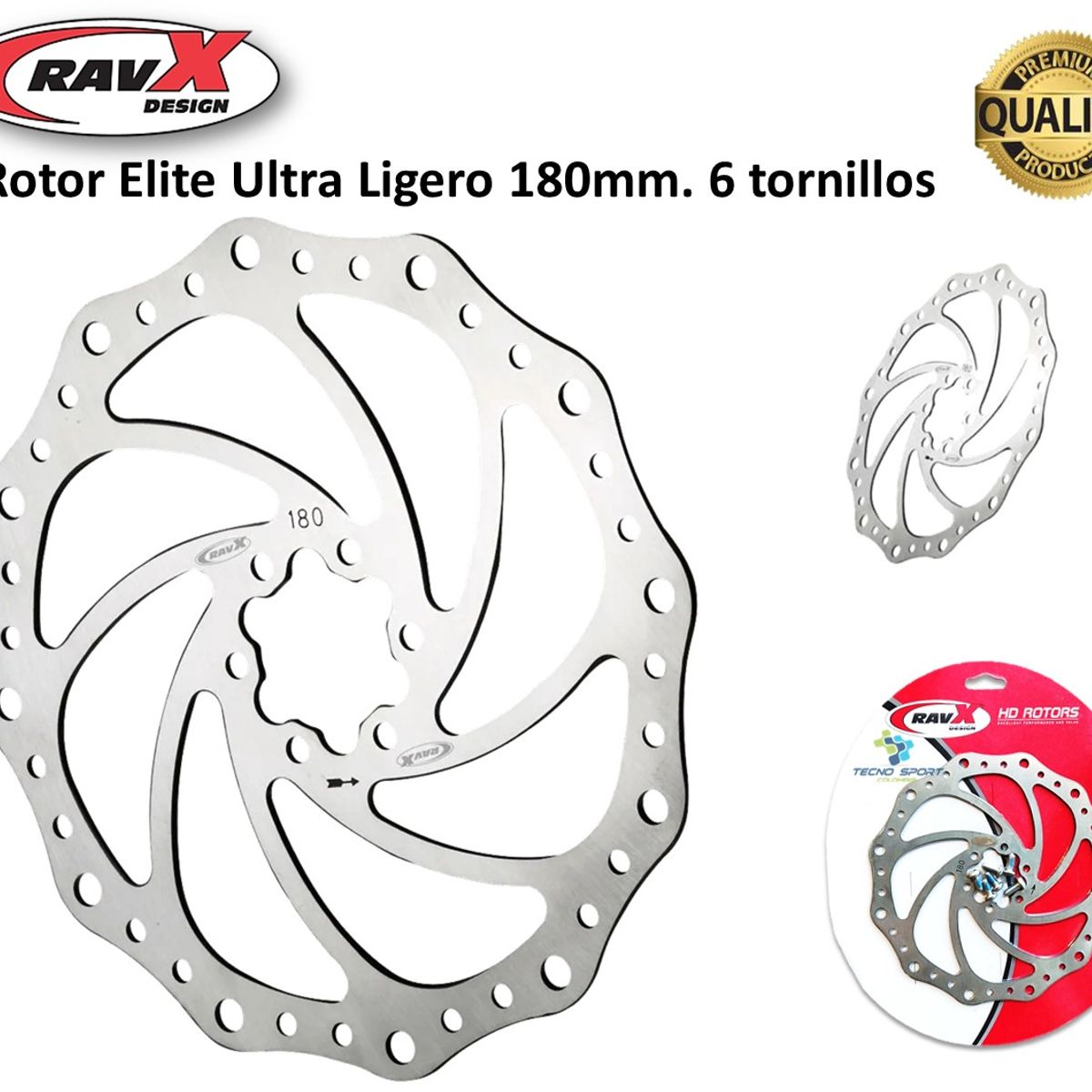 GENERICO - Disco Rotor Freno Ravx 180mm 6 Tornillos Repuesto Bicicleta