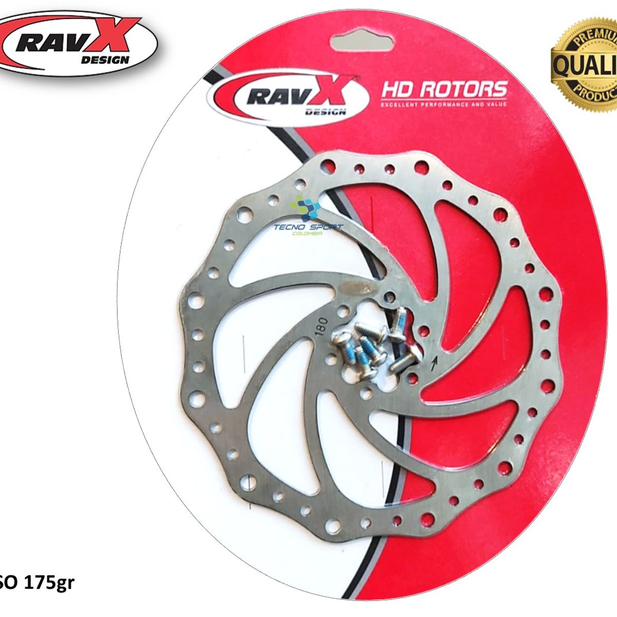 GENERICO - Disco Rotor Freno Bicicleta Ravx 180mm 6 Tornillos X2 Und