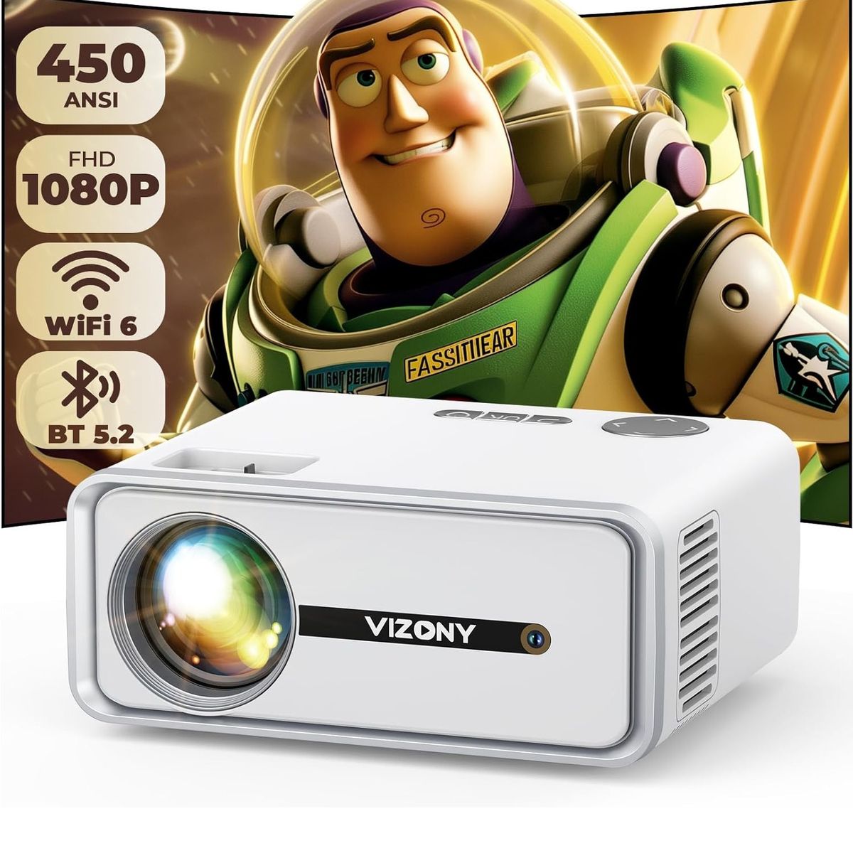 GENERICO - Mini Proyector Videobeam Vizony Dp04 Hdmi Fullhd Bt 5.2 Wifi