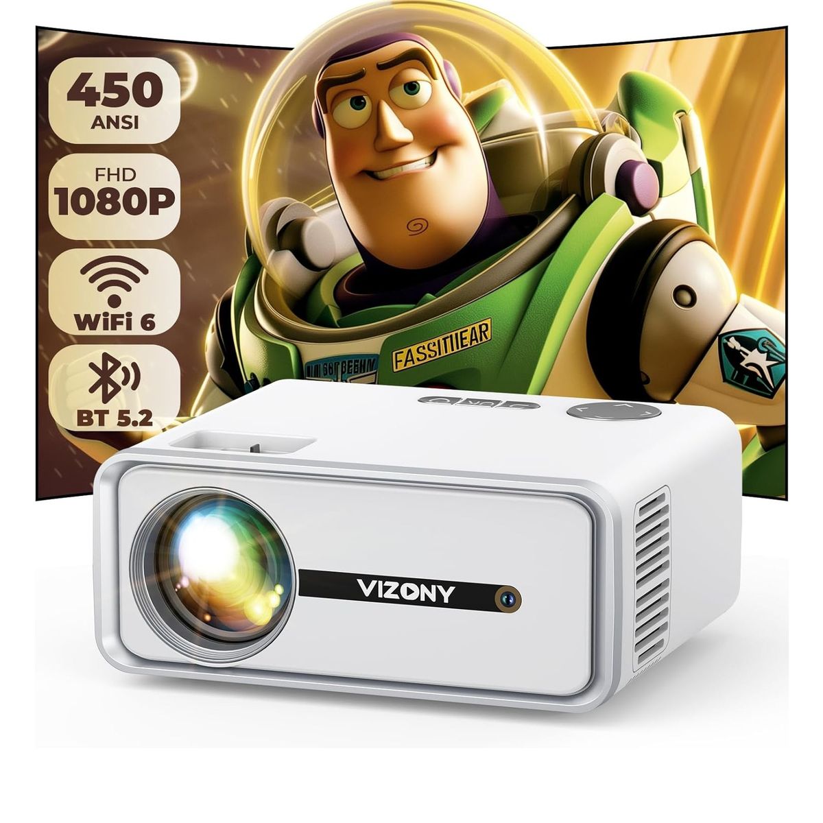 GENERICO - Mini Proyector Videobeam Vizony Dp04 Hdmi Fullhd Bt 5.2 Wifi