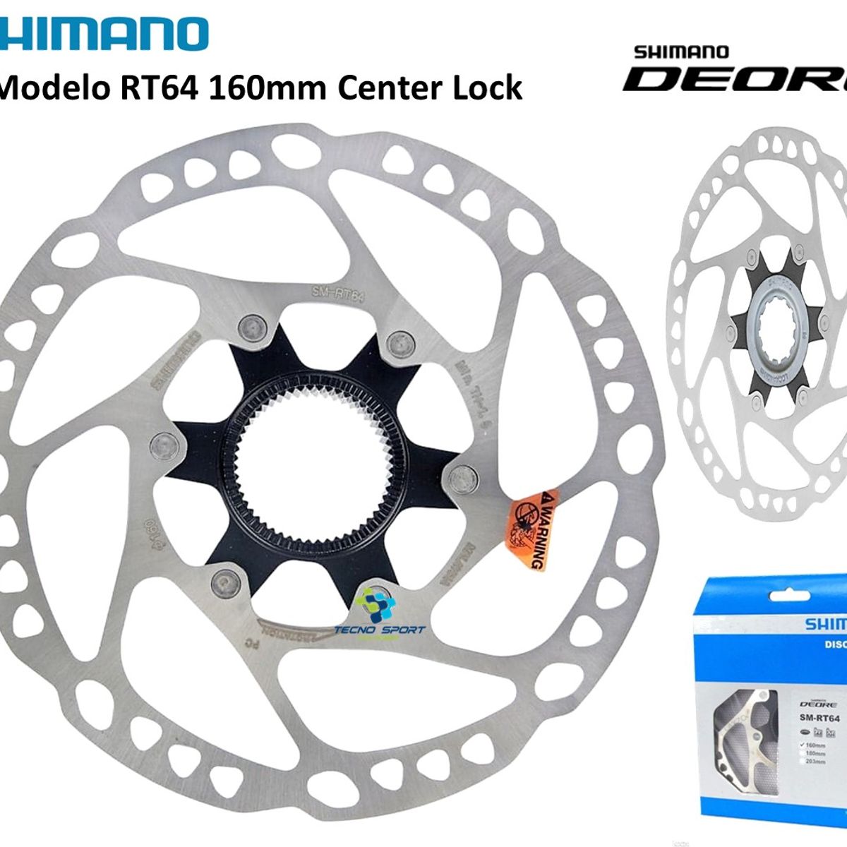 SHIMANO - Disco Rotor Freno Shimano Deore Rt64 160mm Center Lock Mtb