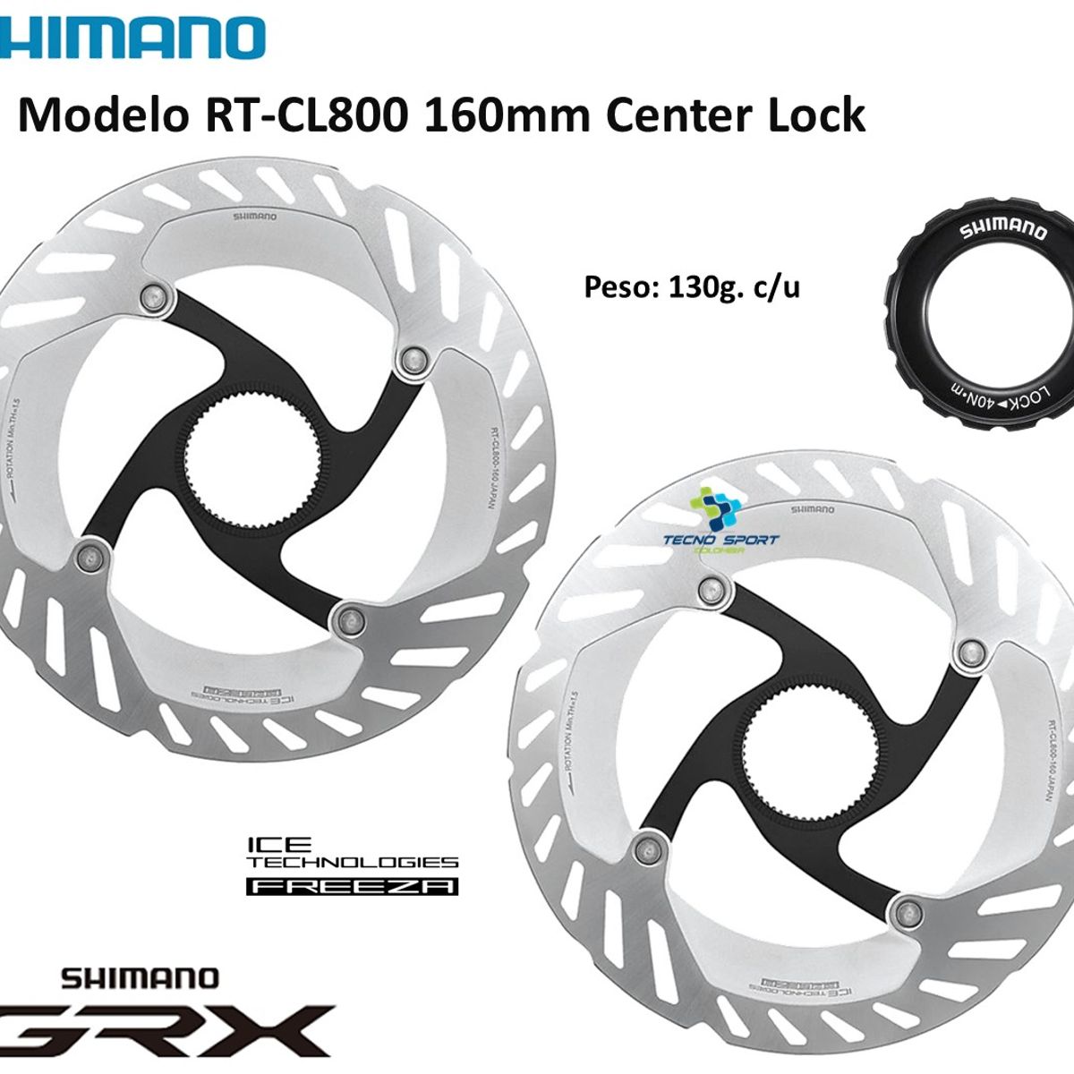 SHIMANO - Disco Rotor Freno Bici Shimano Rt-cl800 160mm Clock X2und