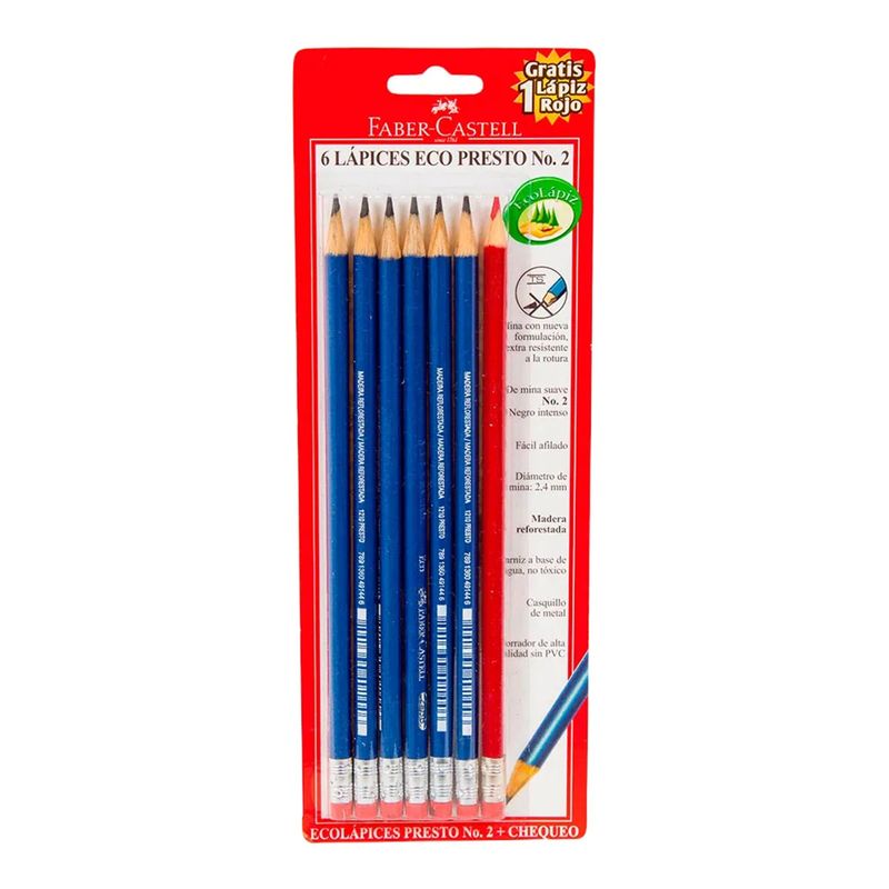 FABER-CASTELL - Kit Lápiz Presto Azul X 6 + 1 Chequeo Blíster Faber Castell