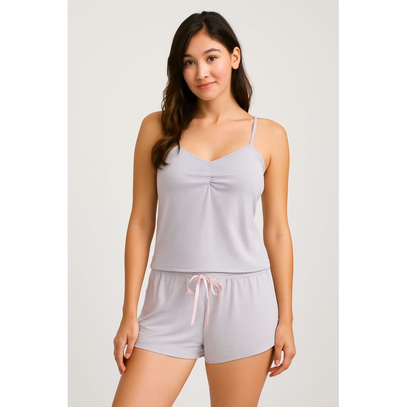 LILI PINK - Conjunto pijama con textura acanalada de 2 piezas.