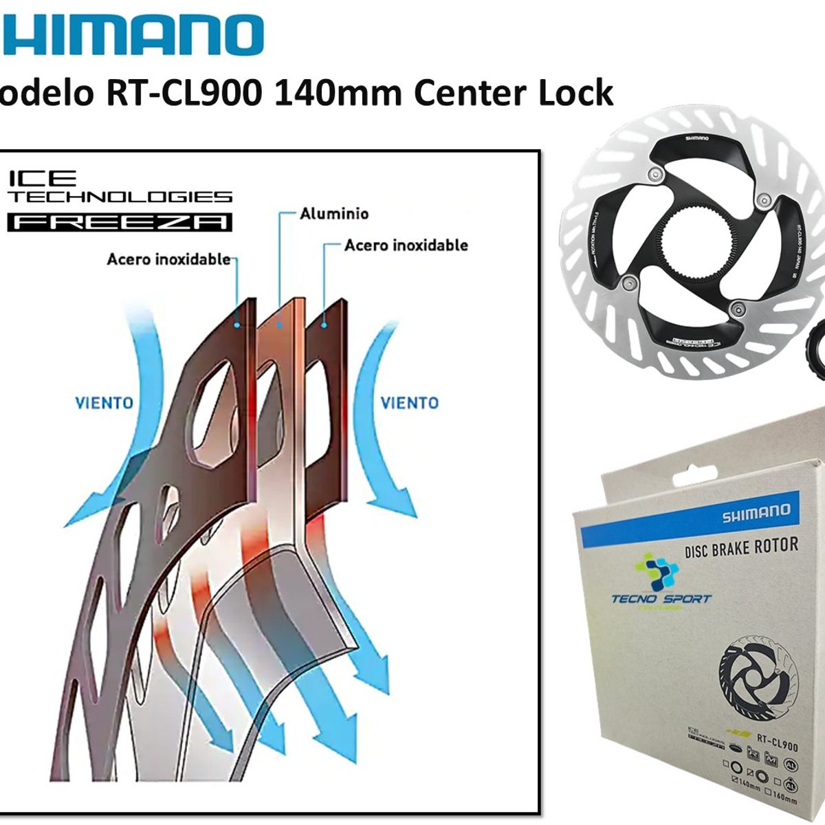 SHIMANO - Disco Rotor Freno Bicicleta Shimano Cl900 140mm Clock X2und