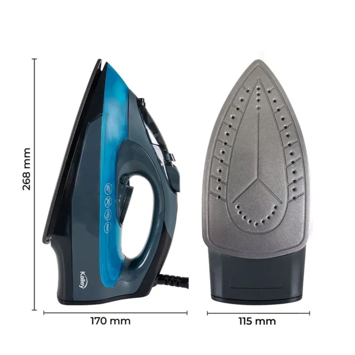 KALLEY - Plancha de Ropa Vapor KALLEY Suela Cerámica Diamante K-PVAD Azul