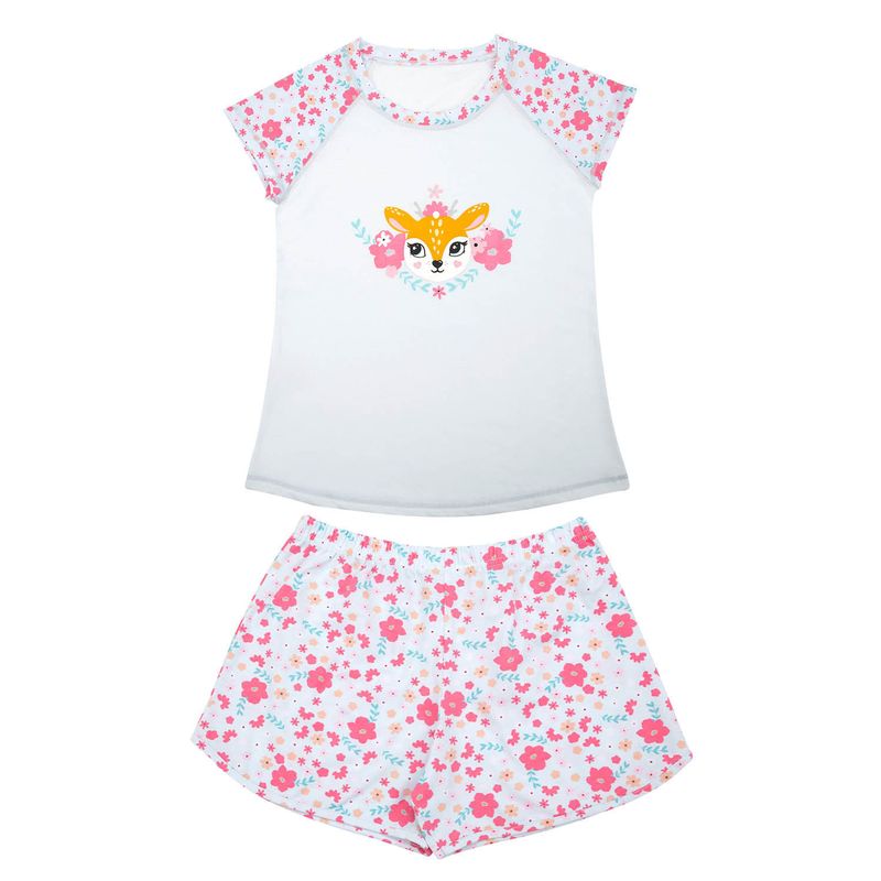LILI PINK - Conjunto de pijama para niña con camiseta y short