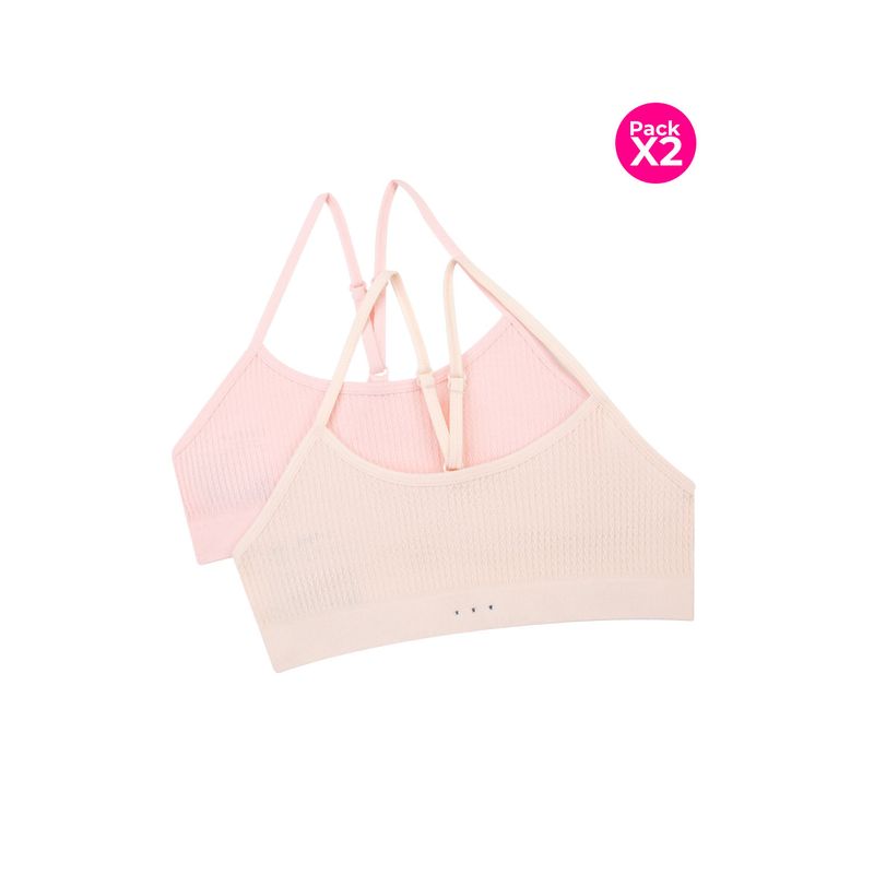 LILI PINK - Top seamless para niña paquete x2