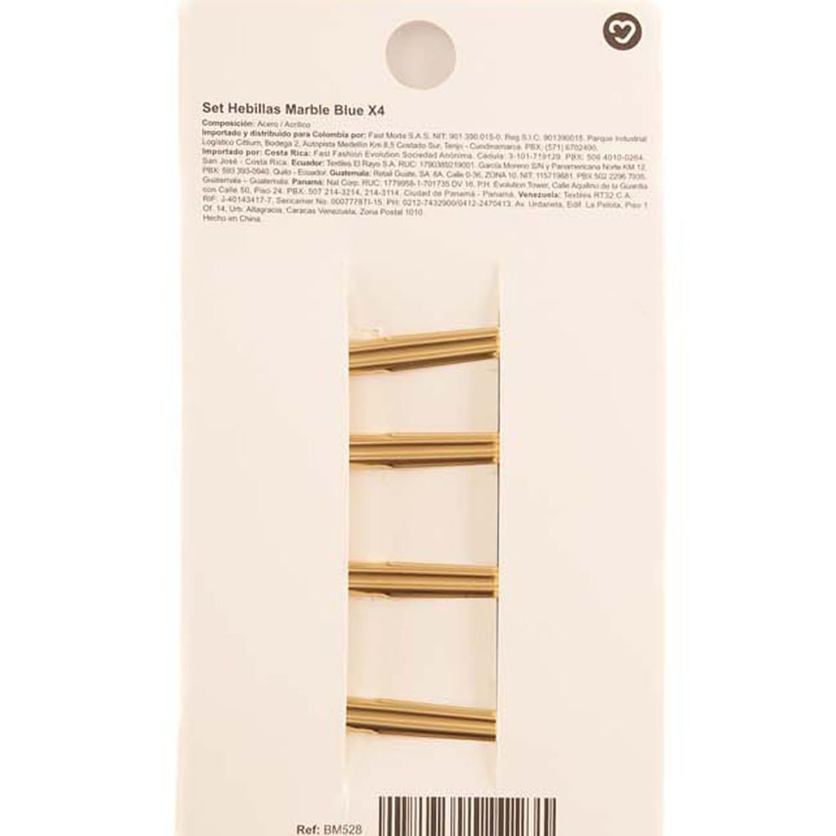YOI - Set de hebillas tipo mármol x4 unidades