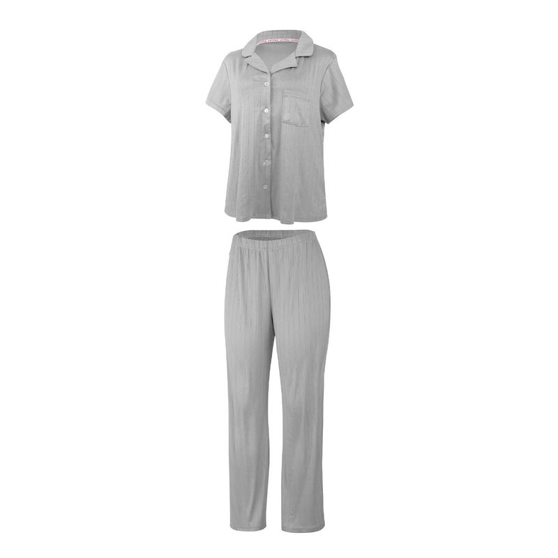 LILI PINK - Conjunto de pijama camisa con pantalón largo