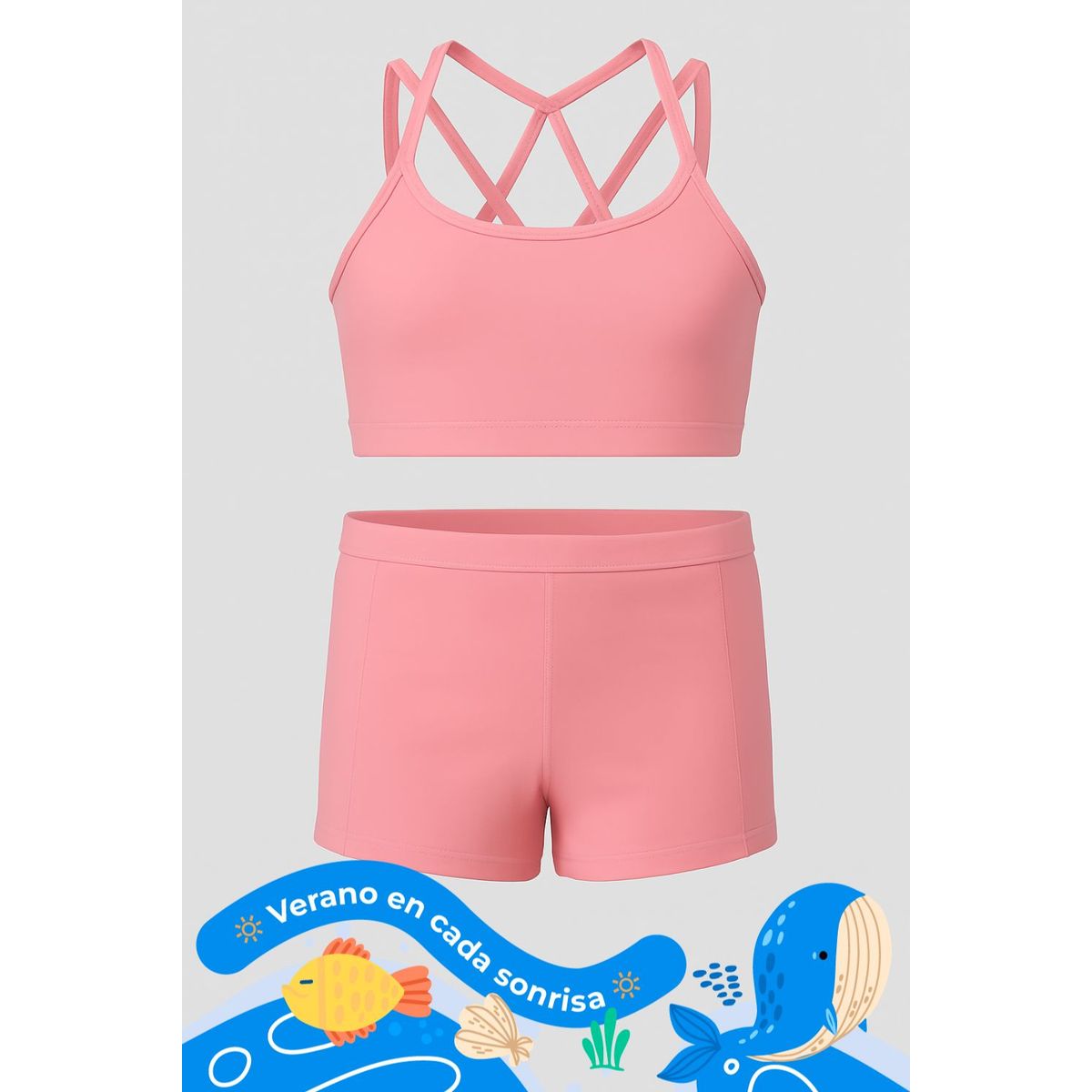 LILI PINK - Vestido de baño dos piezas niña junior