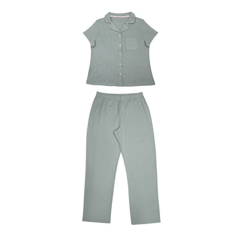 LILI PINK - Conjunto de pijama camisa con pantalón largo