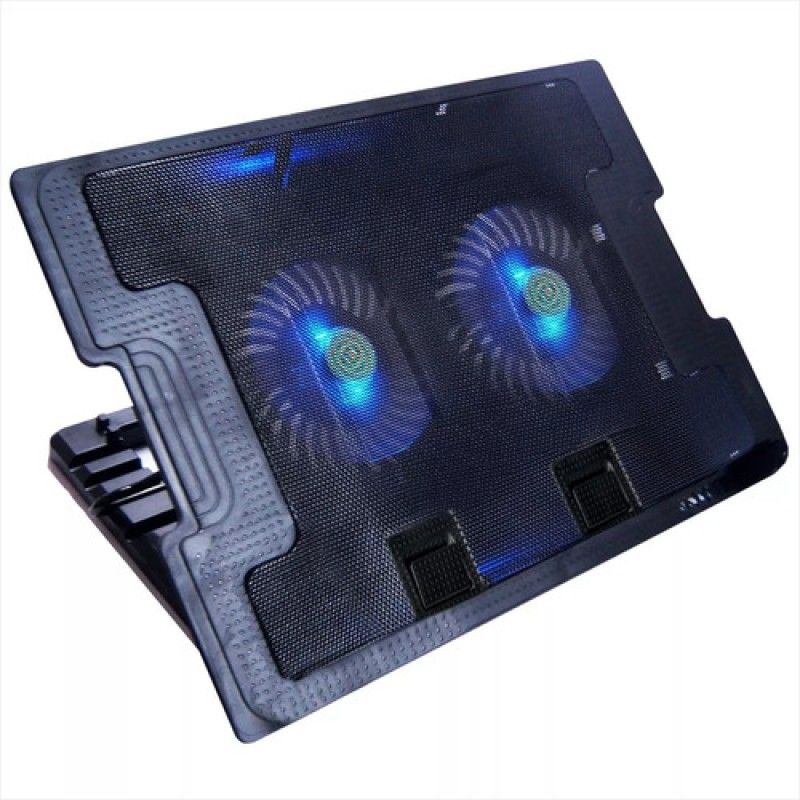 JALTECH - Base Refrigerante A2 Negra Metalica Cooling Pad 2 Ventiladores 5 Niveles