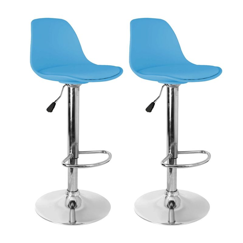 GENERICO - Set X2  Silla Bar Butaco Alta Giratoria Cocina Reforlando Azul
