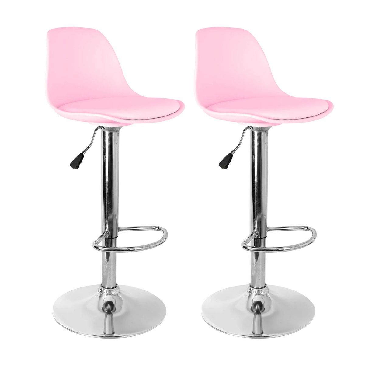 GENERICO - Set X2  Silla Bar Butaco Alta Giratoria Cocina Reforlando Rosa
