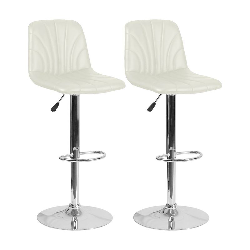 DIMATEX LEON - Set x2 Silla Bar Butaco Alta Giratoria Pvc Barra Cocina Refmercedes Blanco