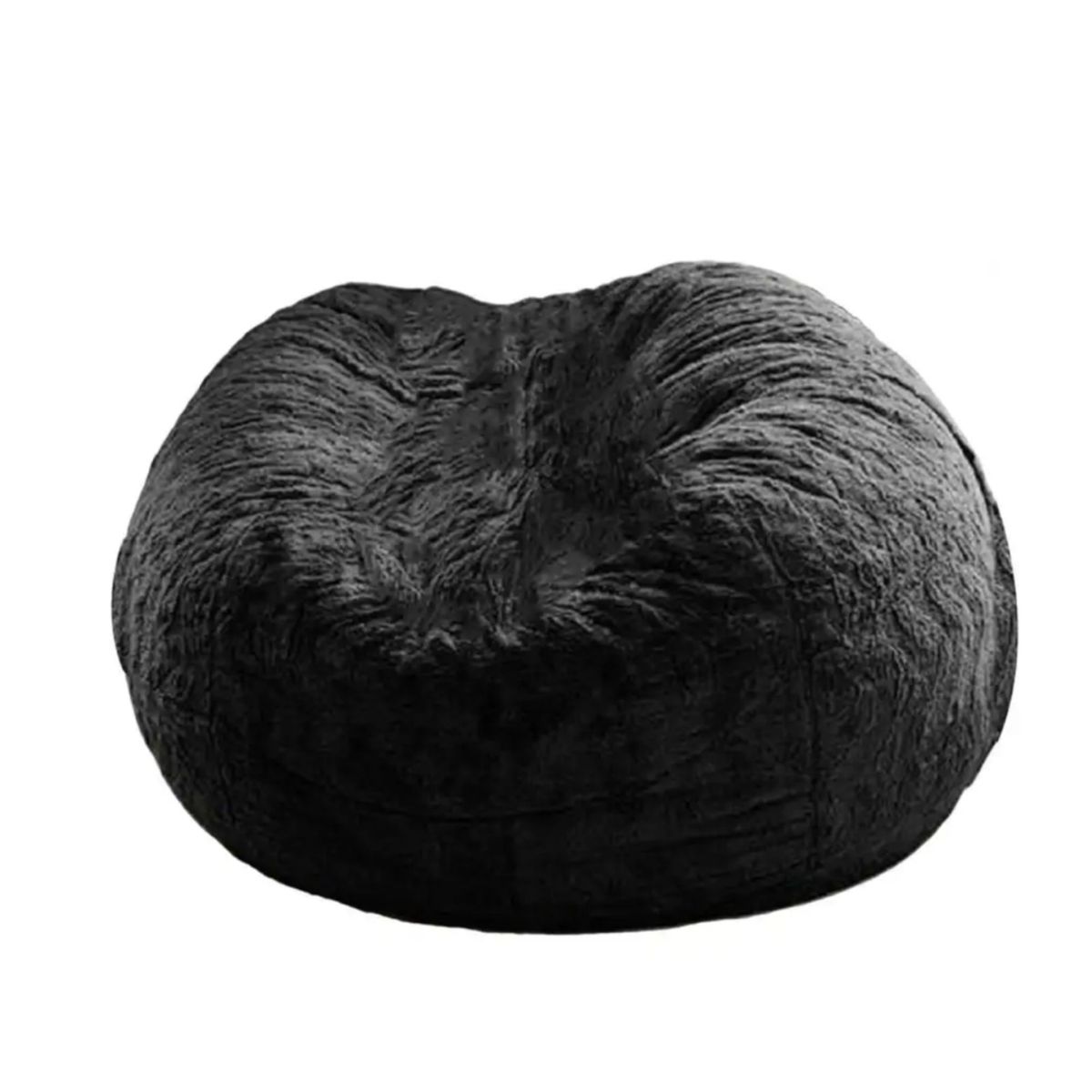 DORMIPUFF - Puff Redondo Gigante Tela Peluche Negro Silla Cojín Dormipuff
